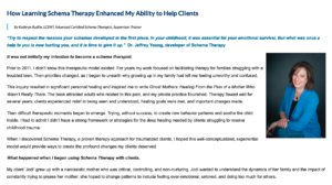 How Learning Schema Therapy Enhanced My Ability to Help Clients 